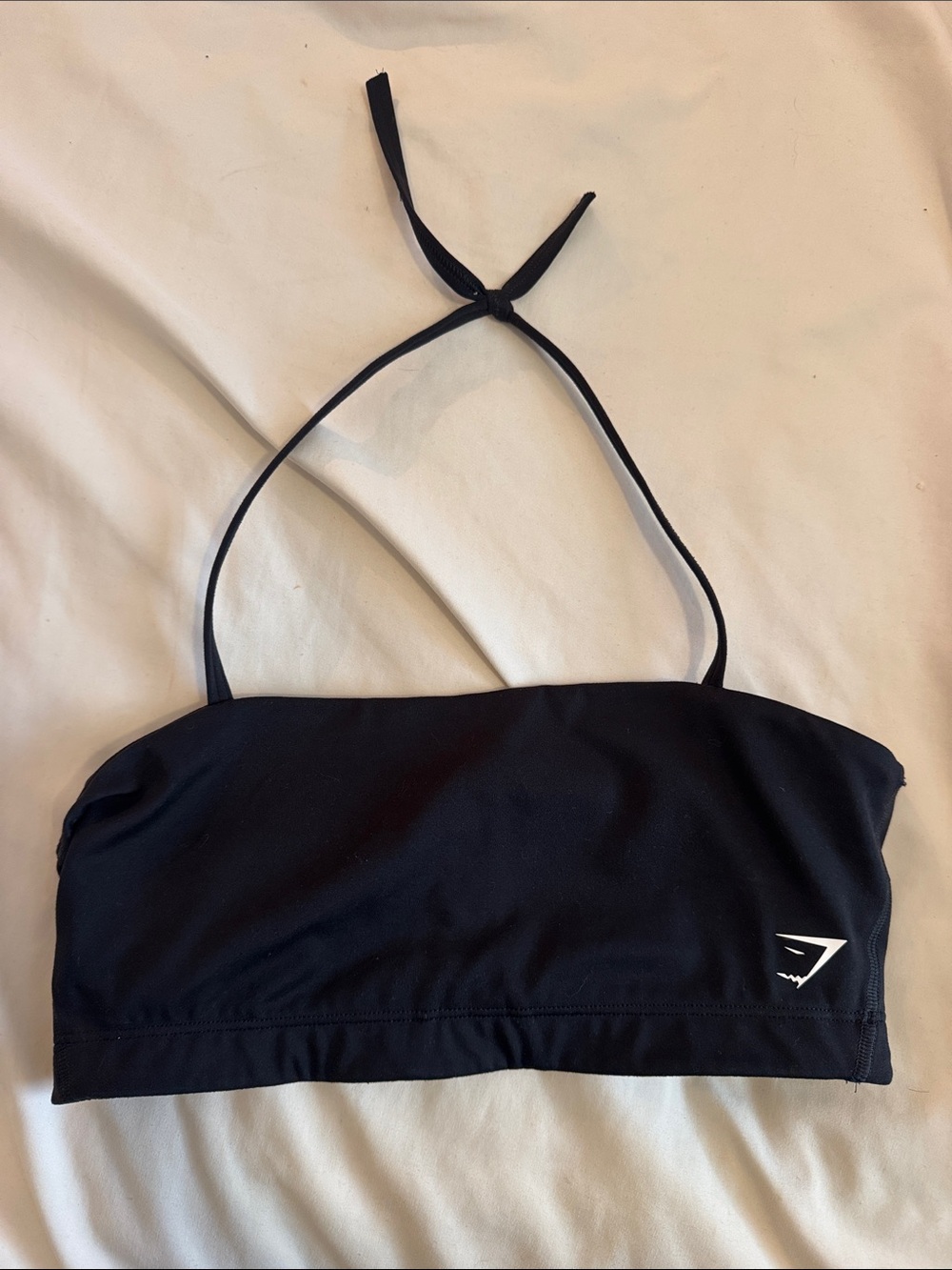 Gymshark Black Strapless Bandeau Top with Halter Tie